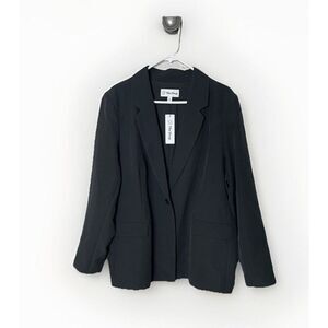 The Drop Size 2X Blake Long Blazer Black Single Button Stretch Jacket New NWT